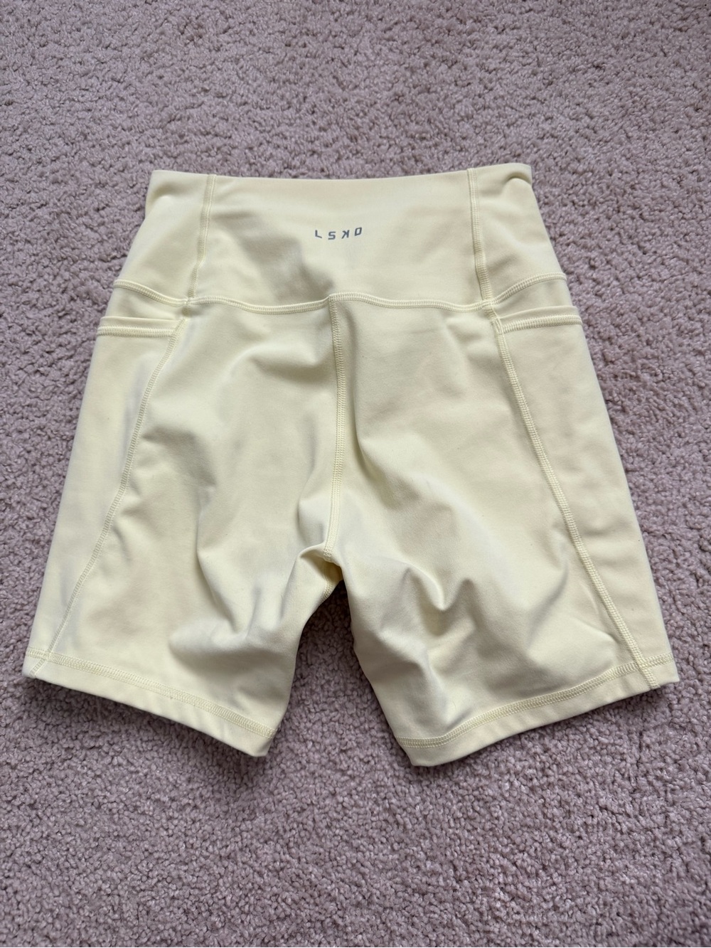 LSKD Pale Yellow High-Waist Bike Shorts 6in